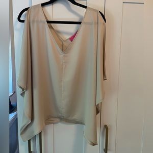 Pookie & Sebastian - Ariana Open Sleeve Blouse in Oyster - NWT